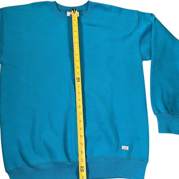 Vintage Lee Crewneck Sweatshirt Men Size L Teal Turquoise Heavyweight Cotton USA - Picture 8 of 11